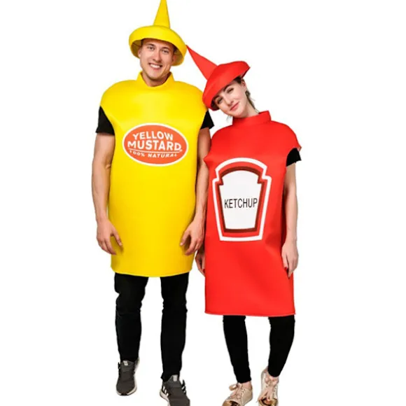 Sennep Ketchup Flaske Kostume Til Voksne Sjov Mad Tunika Til Par Maskotter Outfit Fancy-Dress Kostume Dd402