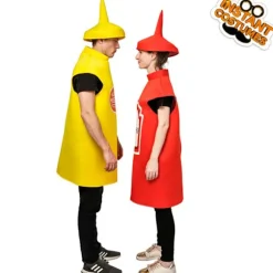 Sennep Ketchup Flaske Kostume Til Voksne Sjov Mad Tunika Til Par Maskotter Outfit Fancy-Dress Kostume Dd402