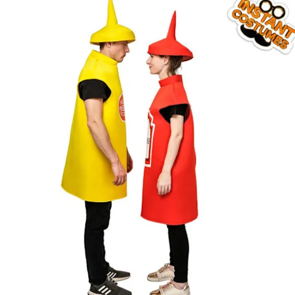 Sennep Ketchup Flaske Kostume Til Voksne Sjov Mad Tunika Til Par Maskotter Outfit Fancy-Dress Kostume Dd402