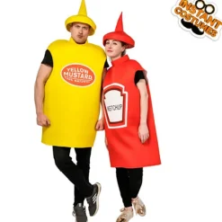 Sennep Ketchup Flaske Kostume Til Voksne Sjov Mad Tunika Til Par Maskotter Outfit Fancy-Dress Kostume Dd402