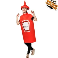 Sennep Ketchup Flaske Kostume Til Voksne Sjov Mad Tunika Til Par Maskotter Outfit Fancy-Dress Kostume Dd402