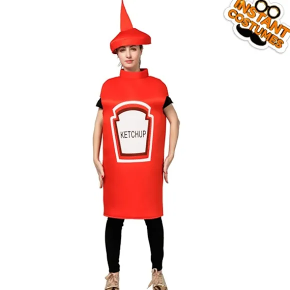 Sennep Ketchup Flaske Kostume Til Voksne Sjov Mad Tunika Til Par Maskotter Outfit Fancy-Dress Kostume Dd402