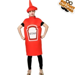 Sennep Ketchup Flaske Kostume Til Voksne Sjov Mad Tunika Til Par Maskotter Outfit Fancy-Dress Kostume Dd402