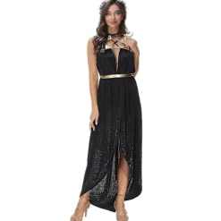 Sexet egyptisk Cleopatra Prinsesse Kostume Damer Romersk Toga Kjole Græsk Gudinde Middelalder Kjole Fancy Outfit Sort Stil 2 Black Style 2