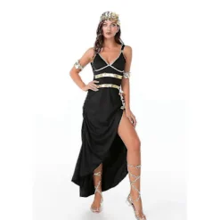 Sexet egyptisk Cleopatra Prinsesse Kostume Damer Romersk Toga Kjole Græsk Gudinde Middelalder Kjole Fancy Outfit Sort Stil 2 Black Style 2