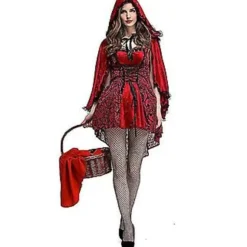 Sexet Kvinde Eventyr Lille Rødhætte Kostume Halloween Fest Fancy Kjole Karneval Cosplay Sceneoptræden Kostume (L)