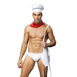 Sexet lingerisæt til mænd, kok, sexet cosplay-outfit, forklæde til polterabend, rollelegskostume, tjenerlingeri