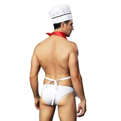 Sexet lingerisæt til mænd, kok, sexet cosplay-outfit, forklæde til polterabend, rollelegskostume, tjenerlingeri