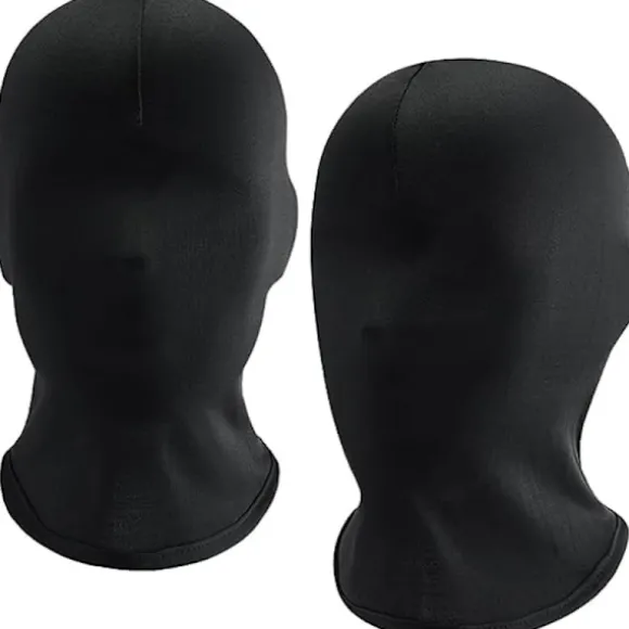 Sharharge 2 stk. sort helmaske Halloween spandex hætte maske Hovedbeskyttelse Ansigtsløs maske til unisex cosplay kostume