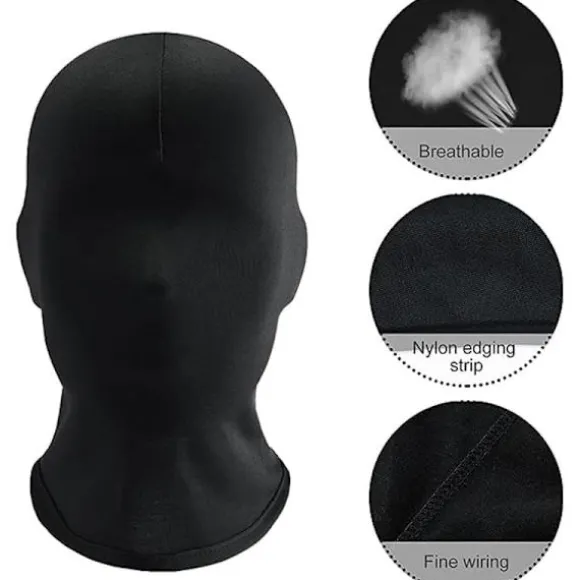Sharharge 2 stk. sort helmaske Halloween spandex hætte maske Hovedbeskyttelse Ansigtsløs maske til unisex cosplay kostume