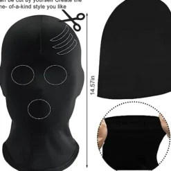 Sharharge 2 stk. sort helmaske Halloween spandex hætte maske Hovedbeskyttelse Ansigtsløs maske til unisex cosplay kostume
