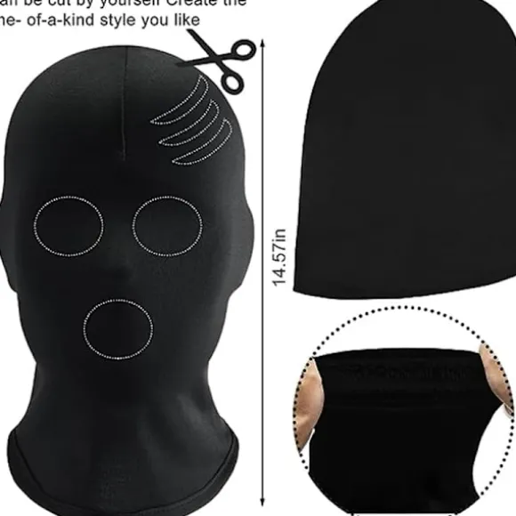 Sharharge 2 stk. sort helmaske Halloween spandex hætte maske Hovedbeskyttelse Ansigtsløs maske til unisex cosplay kostume
