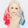 Shengruili Harley Quinn Paryk Kvinde Lang Cosplay Paryk Skurk Quinn Paryk Cosplay Paryk Blond Blå Pink Karneval Halloween Karnevalsfester-FS-