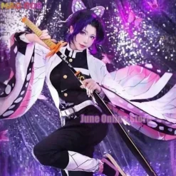 Shinobu Voksen Børn Kochou Anime Cosplay Kostume Kanae Cosplay Tøj Sommerfugl Klips Kvinder Uniform Slayer Kappe Halloween Outfit XL XL Wig a only