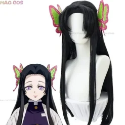 Shinobu Voksen Børn Kochou Anime Cosplay Kostume Kanae Cosplay Tøj Sommerfugl Klips Kvinder Uniform Slayer Kappe Halloween Outfit barn 110 kid 110 Wig B with clips | Fyndiq