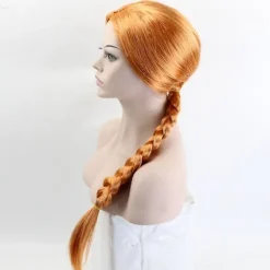 Shrek Kvinder Prinsesse Fiona Cosplay Fuld Paryk Monster Fiona Party Rollespil Orange Brun Flettet Hår Paryk (YJD)
