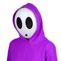 Shy Guy Cosplay Skræmmende Maske Hvidt Ansigt Cover Terror Halloween Fest Kostume Rekvisitter Hovedbeklædning Tilbehør Til Horror Rollespil Girl