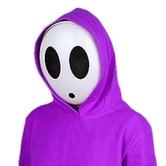 Shy Guy Cosplay Skræmmende Maske Hvidt Ansigt Cover Terror Halloween Fest Kostume Rekvisitter Hovedbeklædning Tilbehør Til Horror Rollespil Girl