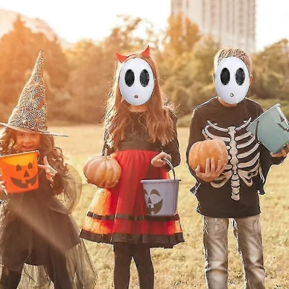 Shy Guy Cosplay Skræmmende Maske Hvidt Ansigt Cover Terror Halloween Fest Kostume Rekvisitter Hovedbeklædning Tilbehør Til Horror Rollespil Girl