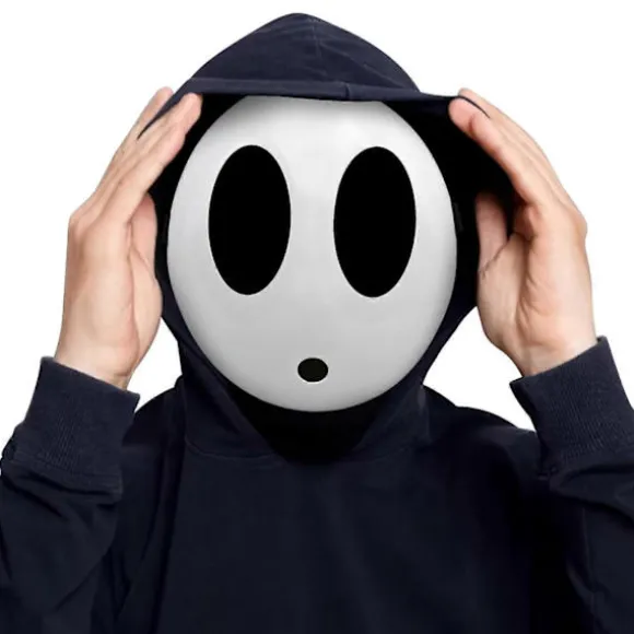 Shy Guy Maske til Halloween Cosplay – Hvid Fuld Ansigt Anime Maske Kostume til Mænd og Drenge, Sjov Rekvisit (FMY)