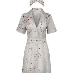 Silent Hill sygeplejerske cosplay kostume, blodplettet kjole, med hovedbeklædning, kvinders Halloween kostume, størrelse XXXL XXXL