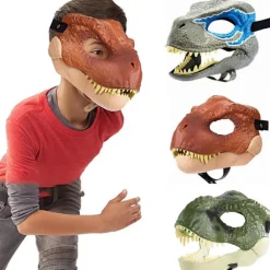 Simuleret Dinosaur Mask Halloween Cosplay Prop Latex Mask zy Red