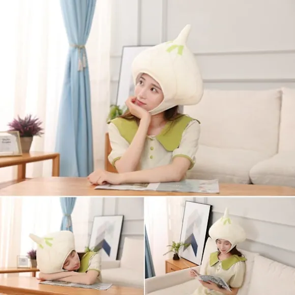 Sinknap Tegneserie Hovedbeklædning Sød Blød Hvidløg Hovedhat Ferieoptræden Hovedbeklædning Unisex Klud Hovedbeklædning Fotografering Cosplay Rekvisitter Halloween Gave | Fyndiq