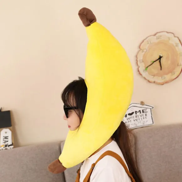 Sjov Banan Maske Hovedbeklædning Anti-rynke Plys Materiale Velegnet Til Cosplay Kostume Ornament