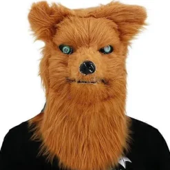 Sjov åben mund dyrehovedbeklædning, Halloween Kostume Cosplay Masker Plys Faux Fur Realistisk Dyremaske Halloween Fest