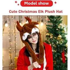 Sjov elghat plys elghatte bevægelige øre hoppehat plys elghat K