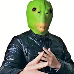 Sjov Grøn Fisk Latex Maske - Unisex Cosplay Hovedbeklædning til Fester & Events, Ingen Batterier Kræves, Alder 14+