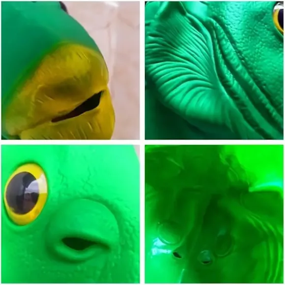 Sjov Grøn Fisk Latex Maske - Unisex Cosplay Hovedbeklædning til Fester & Events, Ingen Batterier Kræves, Alder 14+