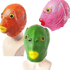 Sjov grøn fisk maske latex hovedbeklædning grøn fisk monster havfrue Halloween Cosplay Dress Up maske -a green