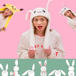 Sjov Hoppedyr-Plush Beanie Hat til Kvinder og Piger, Kan Bruges som Sjov Påske/Halloween/Julehat Gave