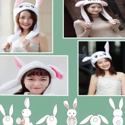 Sjov Hoppedyr-Plush Beanie Hat til Kvinder og Piger, Kan Bruges som Sjov Påske/Halloween/Julehat Gave