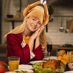 Sjov Kalkunben Kokkehue til Thanksgiving & Jul - Polyester, Perfekt til Julemiddag & Fotorekvisit Kok kylling Chef chicken hat