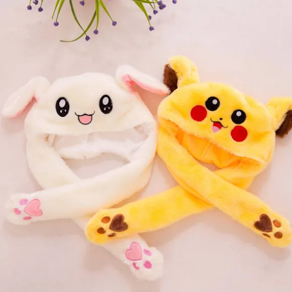 Sjov Legetøjs Kaninhat PIKACHU Hat Klem Ører Luftpude Bevægelig Hat