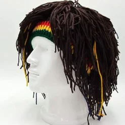 Sjov paryk skæg hatte håndstrikkede hue rasta hat med dreadlocks