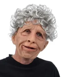 Sjove realistiske latexmasker til gammel mand og kvinde med hår, Halloween cosplay, festkostume, gummimaske, fest