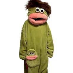 Sjove Store Mund Monster Onesie Pyjamas til Børn og Voksne - Blød Plys Koralfleece, Perfekt til Cosplay eller Halloween Kostumer, XL XL