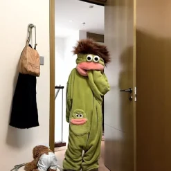 Sjove Store Mund Monster Onesie Pyjamas til Børn og Voksne - Blød Plys Koralfleece, Perfekt til Cosplay eller Halloween Kostumer, XL XL