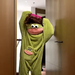Sjove Store Mund Monster Onesie Pyjamas til Børn og Voksne - Blød Plys Koralfleece, Perfekt til Cosplay eller Halloween Kostumer, XL XL