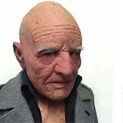 Skaldet gammel mand maske Halloween Skaldet Hvidt Øjenbryn Gammel Mand Maske Simuleret Gammel Farfar Latex Hovedbeskyttelse-XA