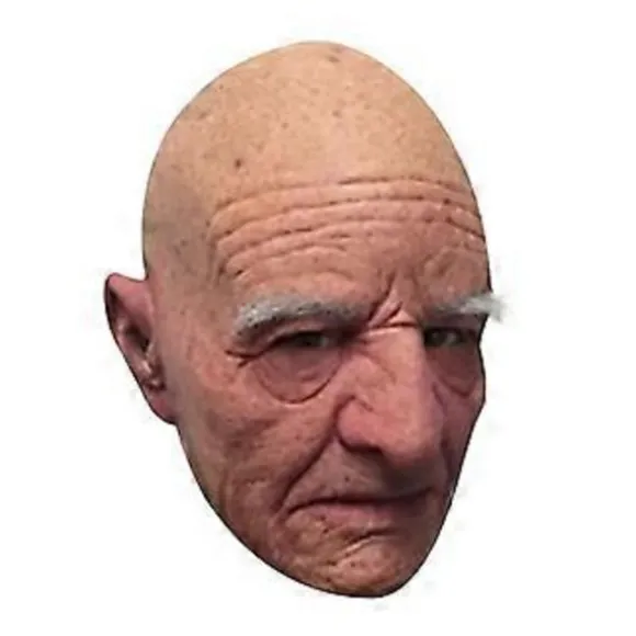 Skaldet gammel mand maske Halloween Skaldet Hvidt Øjenbryn Gammel Mand Maske Simuleret Gammel Farfar Latex Hovedbeskyttelse-XA