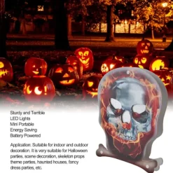 Skeletlys, Hodeskalleformet LED Halloweenlys, Mini Bærbar