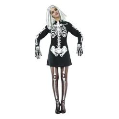 Skelettklänning Maskeraddräkt Halloween Black one size