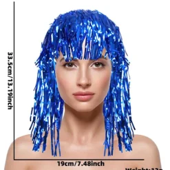 Skinnende Lametta Paryk Metallisk Maskerade Disco Hat Folie Lametta Parykker Red