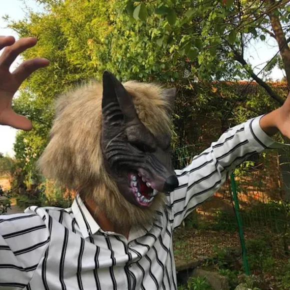 Skræk Djævel Bold Helhoved Halloween Maske Ulvehandsker Cosplay W,ta