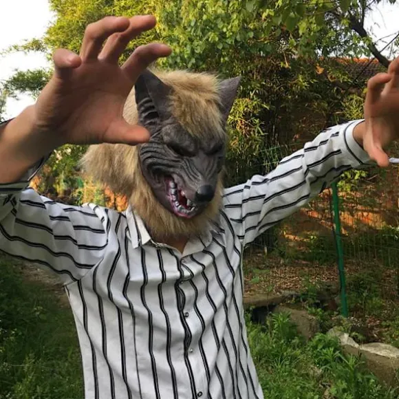 Skræk Djævel Bold Helhoved Halloween Maske Ulvehandsker Cosplay W,ta