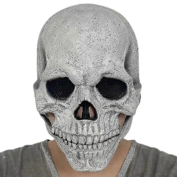 Skræmmende bevægelig kæbe kranie fest fuld hoved skelet latex maske fest horror halloween cosplay rekvisit Light Color